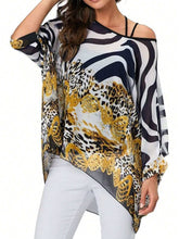 EMERY ROSE Women Chiffon Floral Batwing Sleeve Drawstring Waist Cover Up Casual Shirt Vacation Tops
